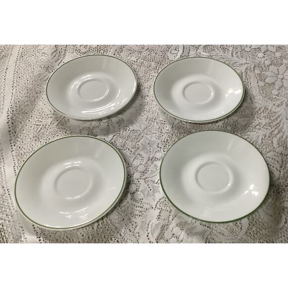 Set Of 4 Corelle 6.25” Coffee Saucers Spring Meadow Wildflower Green Band Rim - Picture 6 of 8